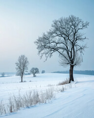 beau paysage hivernal enneigé 
