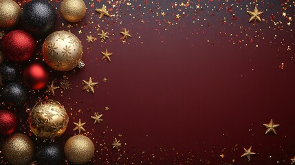 Red Gold Christmas Ornament Background