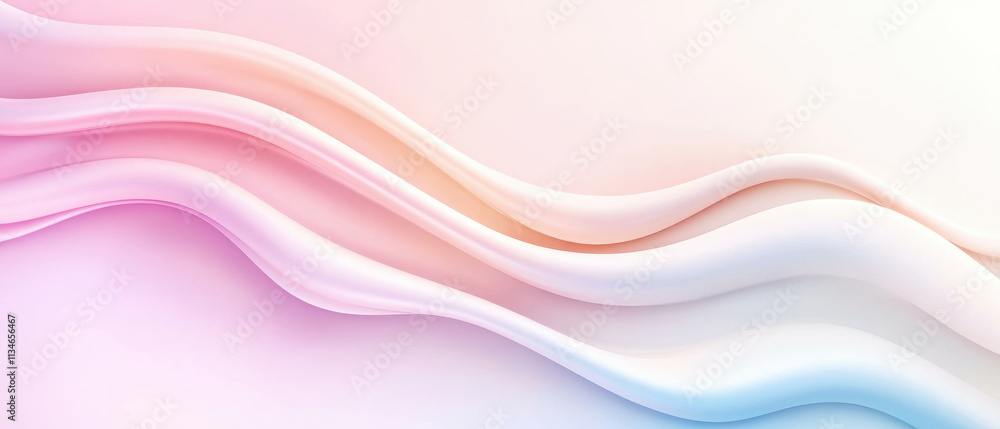 Poster soft waves create abstract gradient background in pastel colors, evoking sense of calm and tranquili