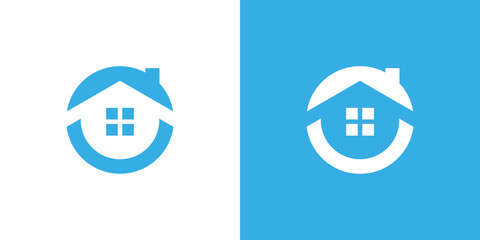 Simple house logo, house logo in circle, house window and circle logo