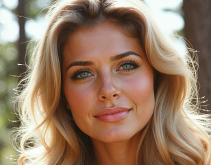 Fototapeta premium Beautiful Blonde Woman with Freckles