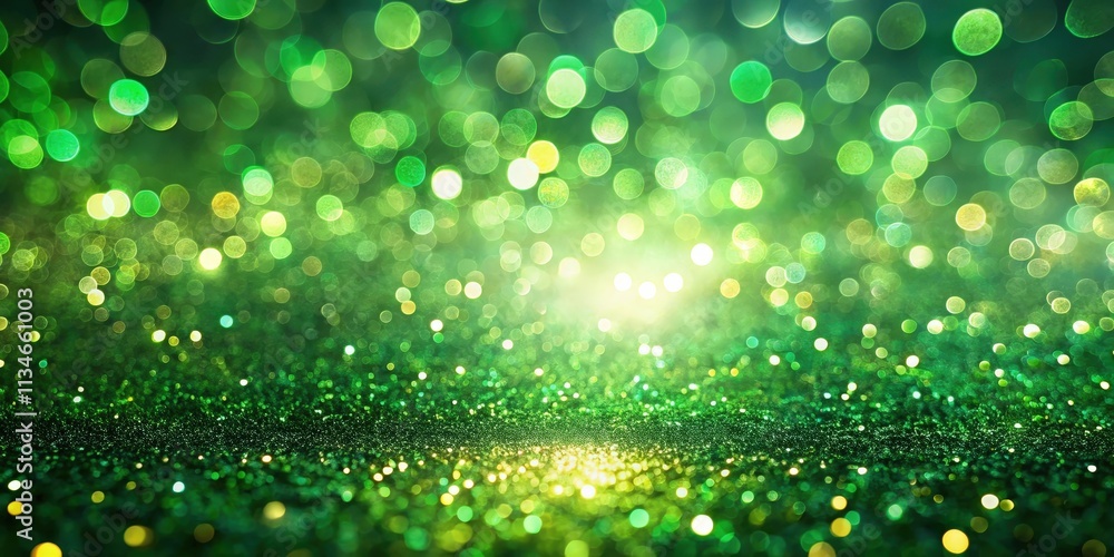 Poster abstract green glitter background with defocused lights and soft focus