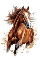 A Brown Horse Runs With Flowing Mane And Tail