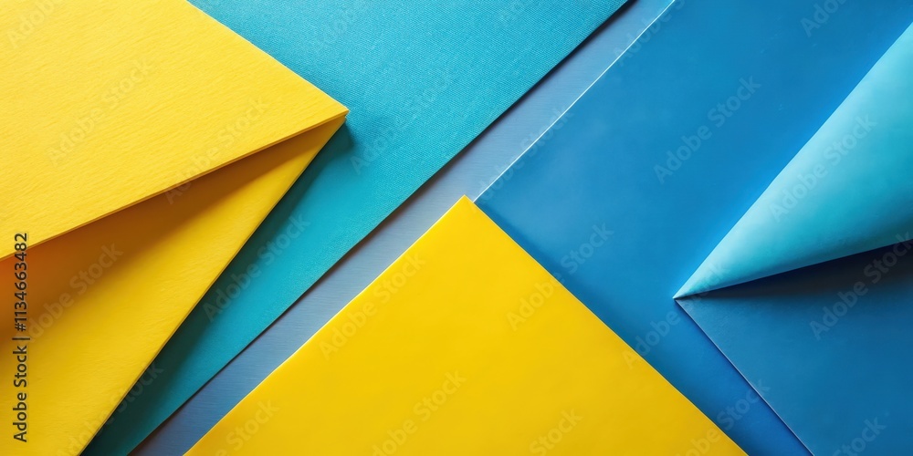 Poster Abstract Geometric Composition Featuring Vibrant Yellow and Blue Tones, Creating a Bold and Modern Visual
