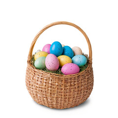 easter eggs in basket isolated on white 