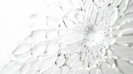Broken glass texture. Broken glass on transparent background, broken glass with cracked texture on a white background.
