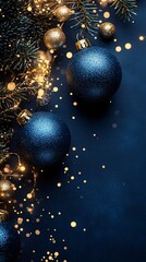Dark Blue Christmas Ornament Background