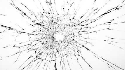 Broken glass texture. Broken glass on transparent background, broken glass with cracked texture on a white background.
