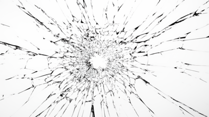 Broken glass texture. Broken glass on transparent background, broken glass with cracked texture on a white background.
