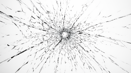Broken glass texture. Broken glass on transparent background, broken glass with cracked texture on a white background.
