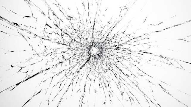 Broken glass texture. Broken glass on transparent background, broken glass with cracked texture on a white background.
