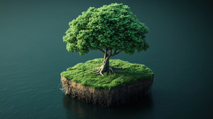 lush green tree on small island in calm water