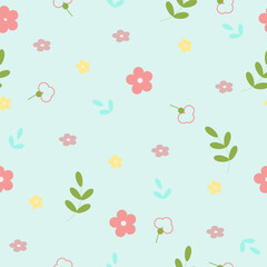 pattern with spring flowers on a blue background