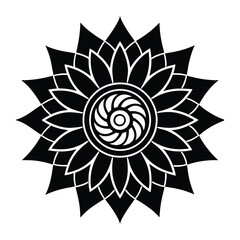 Flower Chakra Spiral Mandala vector silhouette
