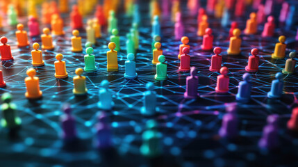 Obraz premium Digital wellness community with colorful network connections