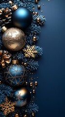 Elegant Navy Blue & Gold Christmas Ornaments