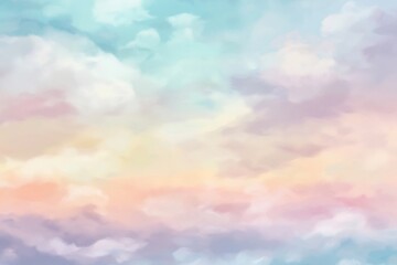 Soft pastel colors blend seamlessly in this dreamy cloudscape painting, evoking a sense of tranquility and wonder