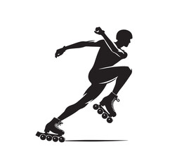 roller skating pose silhouette vector illustration