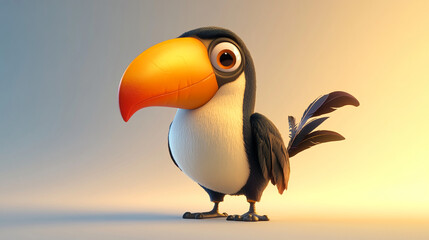 Fototapeta premium Colorful animated toucan stands proudly in a bright setting enjoying a moment of cheerfulness and charm