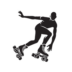 roller skating pose silhouette vector illustration
