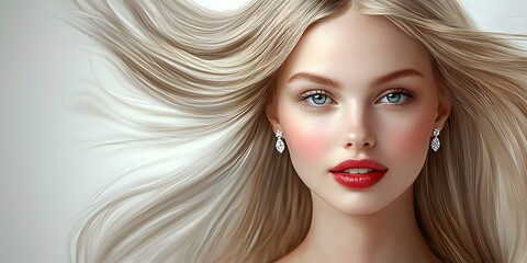 Fototapeta premium Portraits of European and American women with long hair