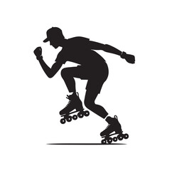 Obraz premium roller skating pose silhouette vector illustration