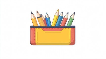 Modern Transparent Pencil Case Vector Isolated Icon for Stationery Designs
