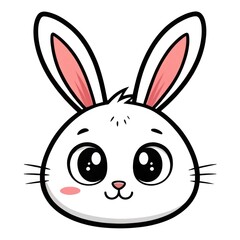 Obraz premium Cartoon Bunny Face with Large Ears and Bright Eyes