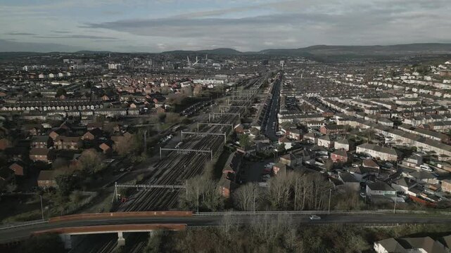 The view of the city of Newport, highlight: the railway tracks