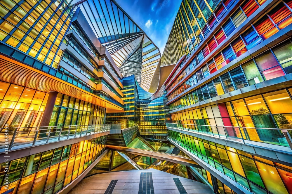 Poster architectural photography capturing the elegance of lines and push left design elements in modern st