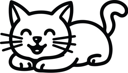 cute black cat vector art illustration