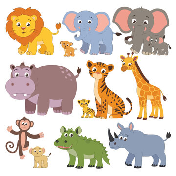 cute animal lion,elefent, tigar,vector illustration