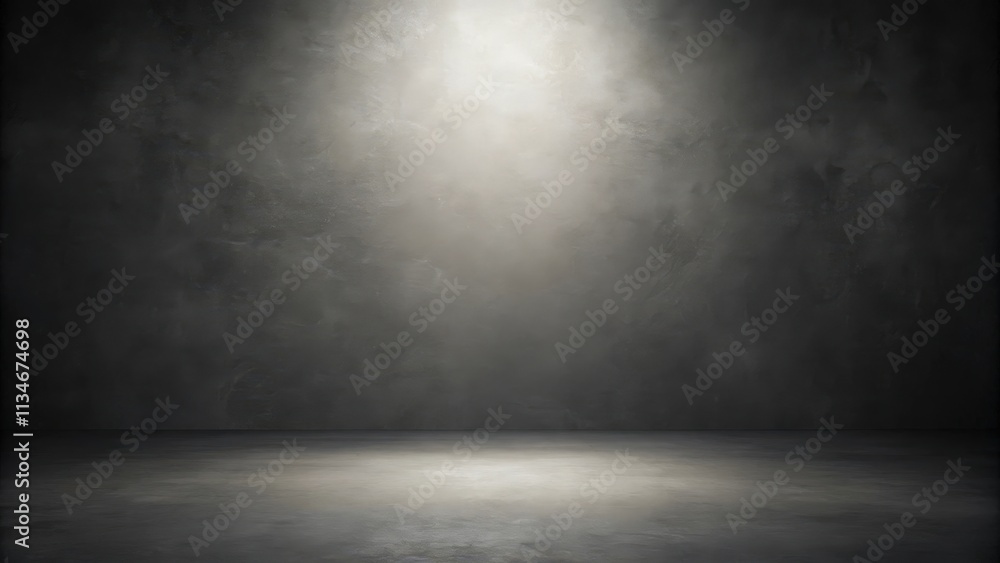 Poster A dramatic, minimalist concrete backdrop illuminated by a single spotlight, showcasing the raw texture of the surface and creating a sense of depth and mystery.