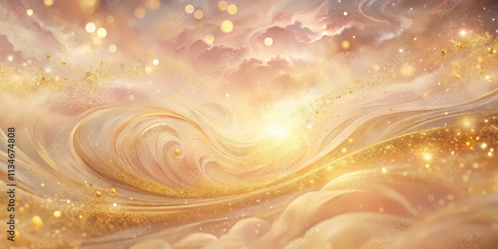 Poster A celestial swirl of golden light and ethereal clouds, sparkling with stardust and a hint of magic.
