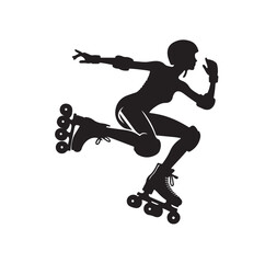 roller skating pose silhouette vector illustration
