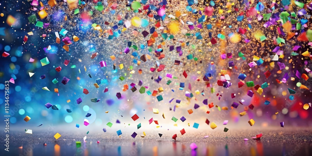 Poster a celebratory burst of confetti falls gracefully against a sparkling backdrop, creating a magical at