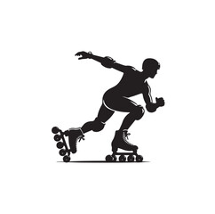 Fototapeta na wymiar roller skating pose silhouette vector illustration