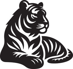 Royal Bengal Tiger silhouette vector with white background