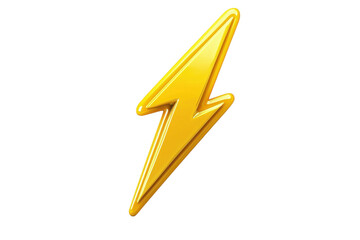 Yellow Lightning Bolt Strikes Isolated on PNG Transparent Background