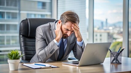Frustrated Businessman Sitting In Office
