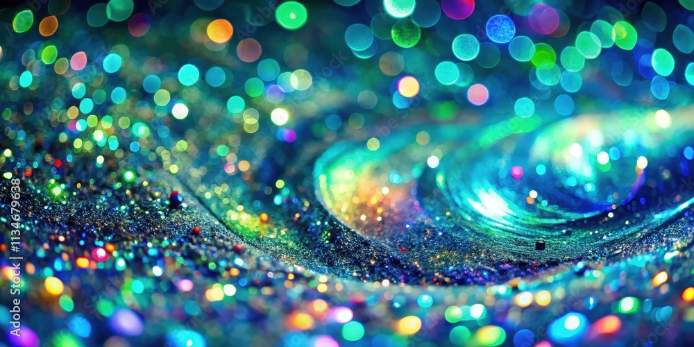 Poster A mesmerizing abstract backdrop of sparkling lights and colors, creating a swirling vortex of iridescent beauty.