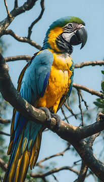 A parrot sitting on a tree branch, perroquet, loro, papagaio, Papagei, pappagallo, tota
