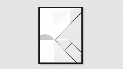 A minimalist black and white photograph featuring abstract geometric shapes and lines, creating a modern and artistic composition