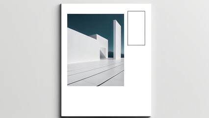 A minimalist black and white photograph featuring abstract geometric shapes and lines, creating a modern and artistic composition