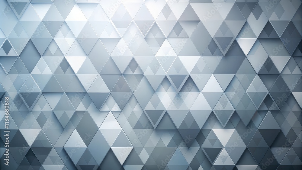 Poster Geometric abstract background with a subtle gradient of grey and white triangular shapes. The arrangement creates a sense of depth and dimension.