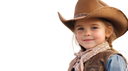 A Cheerful Child Dressed in an Authentic Western Cowboy or Cowgirl Outfit Perfect for Themed Parties, Photoshoots, and Costumes.