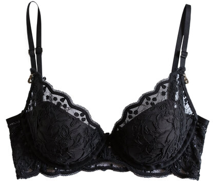 Black lace bra with straps cups and lace border