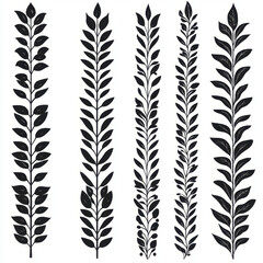 Black leaf patterns in vertical arrangements create stylish design