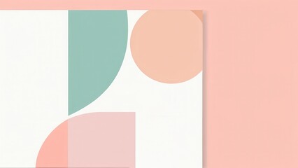 A playful and modern illustration featuring an abstract composition of geometric shapes and circles in soft pastel colors. The image showcases a minimalist design