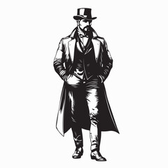 Victorian gentleman image vector isolated on white background.